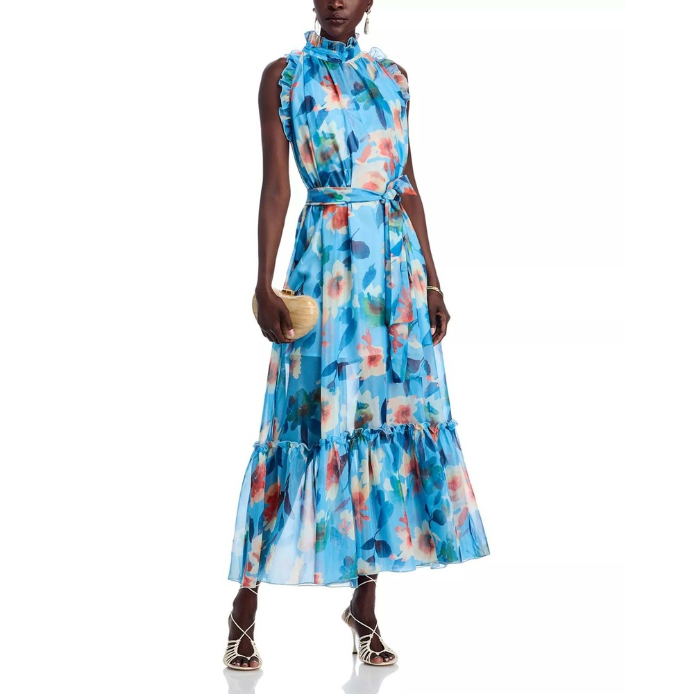 Nancy Yang Tiered‎ Floral-Print Dress Size Small